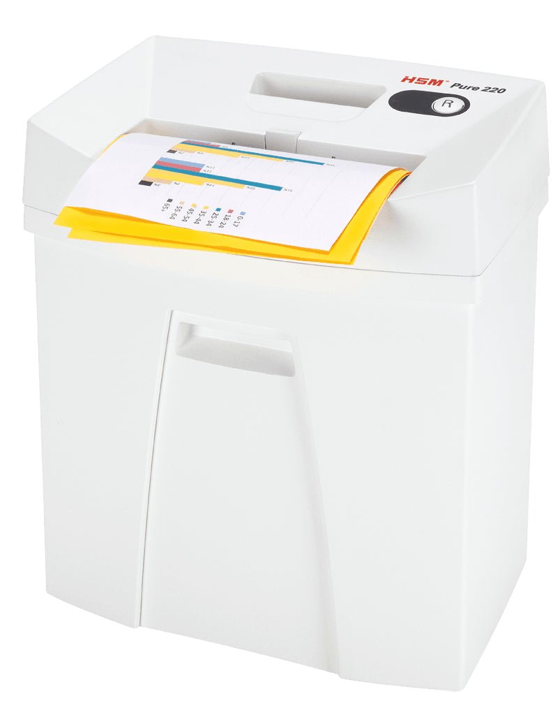 HSM Pure 220 – Aktenvernichter, DIN P-4, Partikelschnitt 4 × 25 mm, 7 Blatt, 20 l, A4