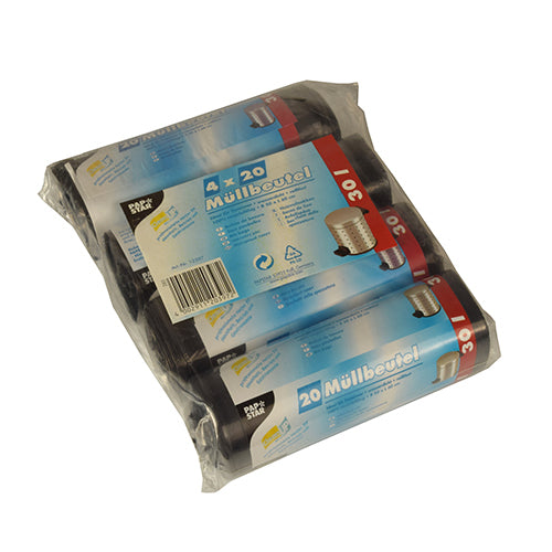 Papstar Kehrichtsack – 30 l, LDPE, grau, 17 µm, 500 × 600 mm, 4 Rollen à 20 Stk