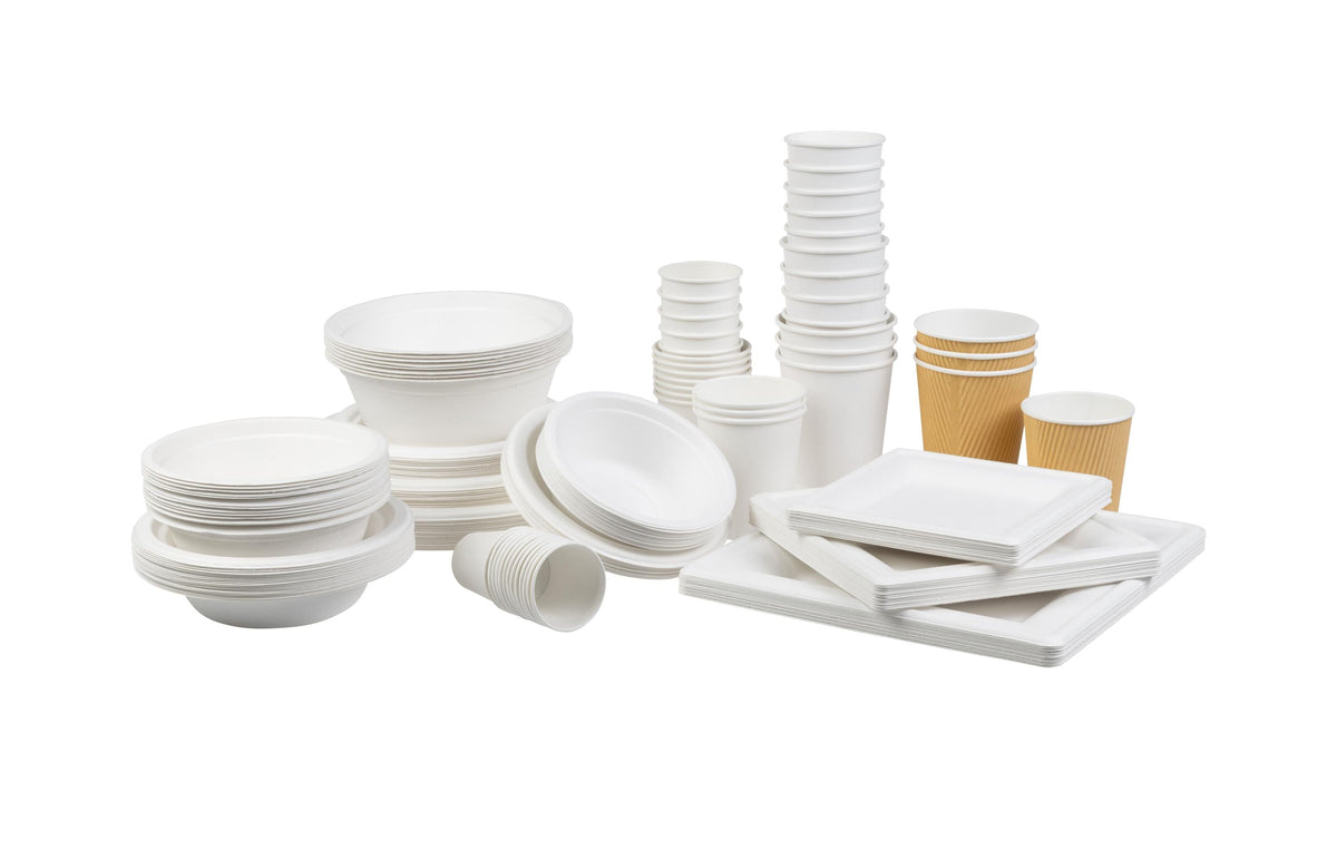 Furber. Furber Teller, Bagasse (Zuckerrohr), quadratisch – 20 × 20 cm, weiss – 50 Stk.