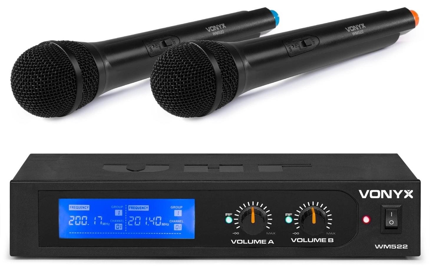 Vonyx WM522 Bühnenmikrofon 2er-Set – 6,35 mm Klinke, Kabellos, 40–20'000 Hz