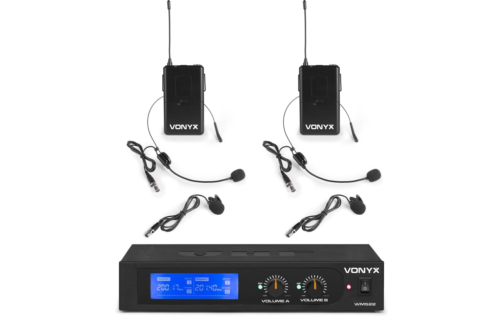 Vonyx WM522B Lavaliermikrofon 2er-Set – 6,35 mm Klinke, Kabellos, 40–20'000 Hz