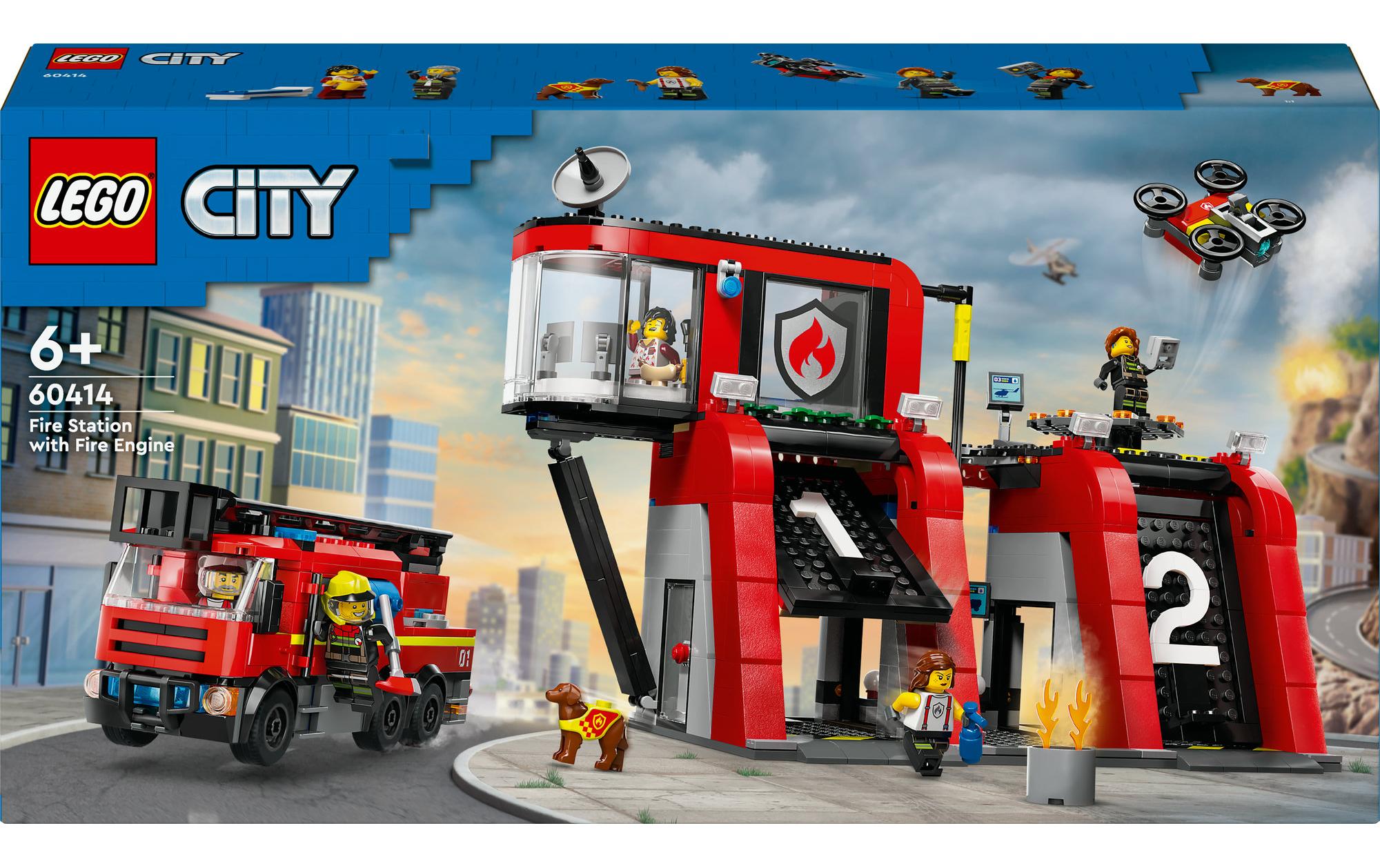 LEGO City Set Feuerwehrstation Drehleiterfahrzeug – 843-teilig – ab 6 Jahren