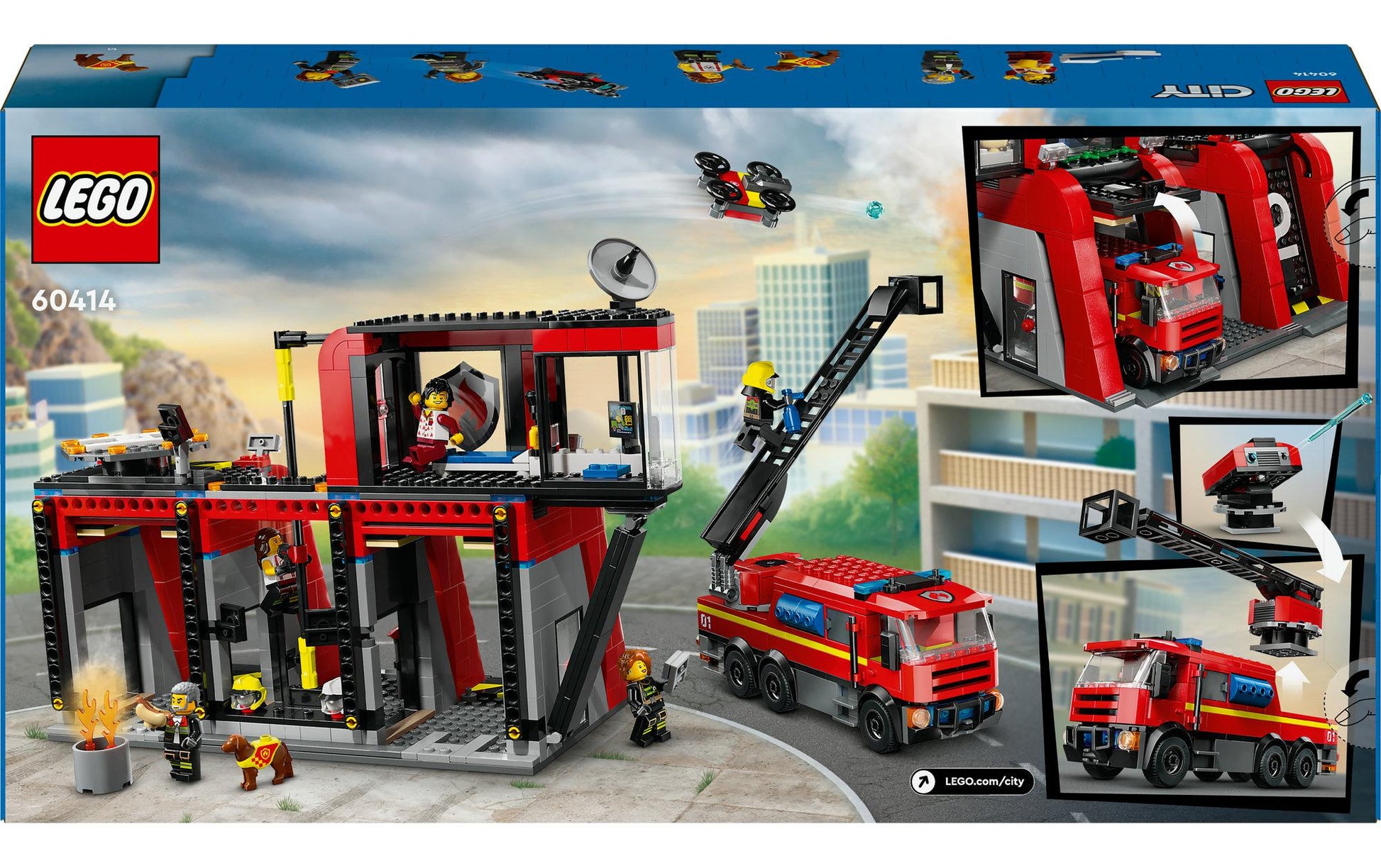 LEGO City Set Feuerwehrstation Drehleiterfahrzeug – 843-teilig – ab 6 Jahren