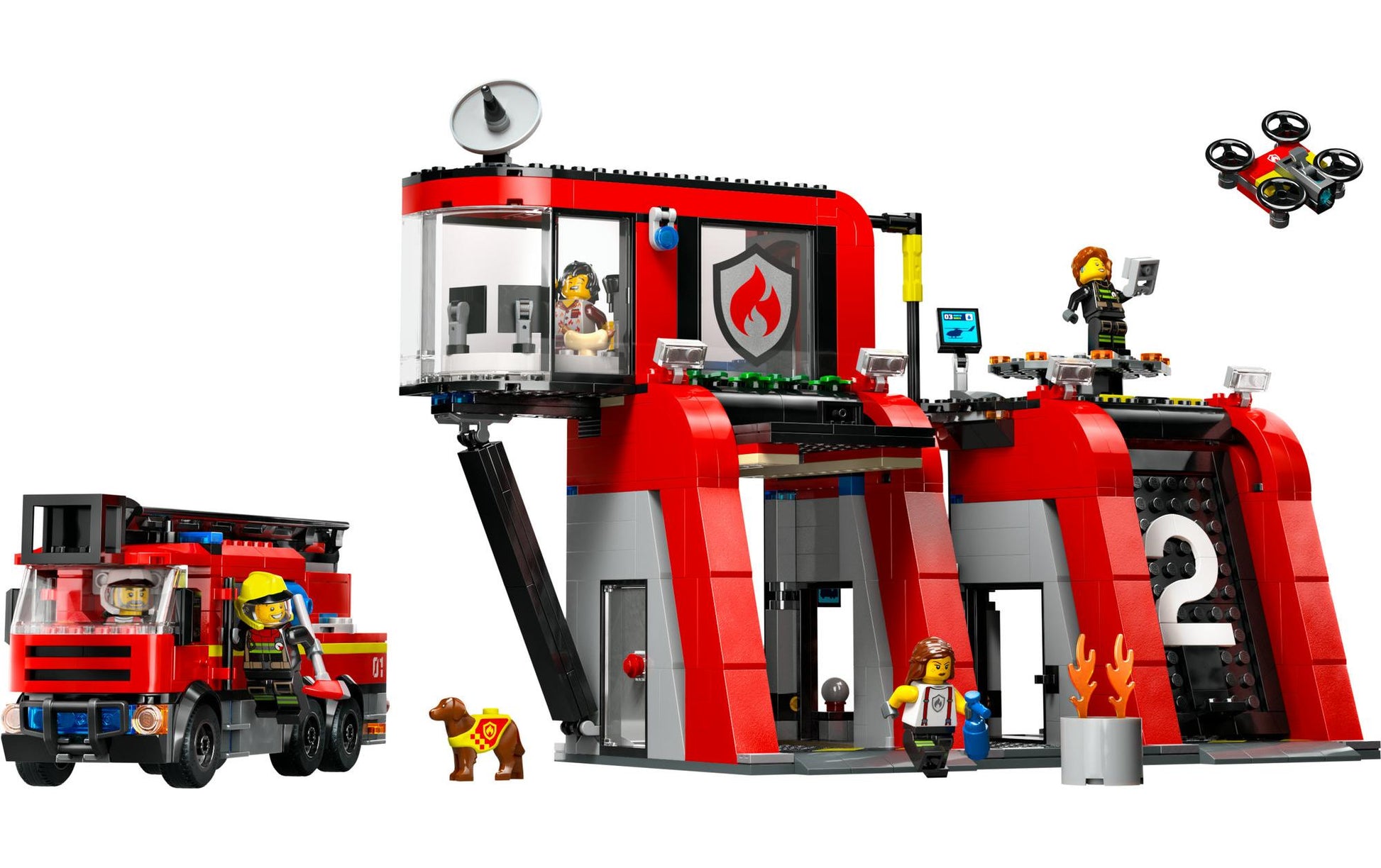LEGO City Set Feuerwehrstation Drehleiterfahrzeug – 843-teilig – ab 6 Jahren