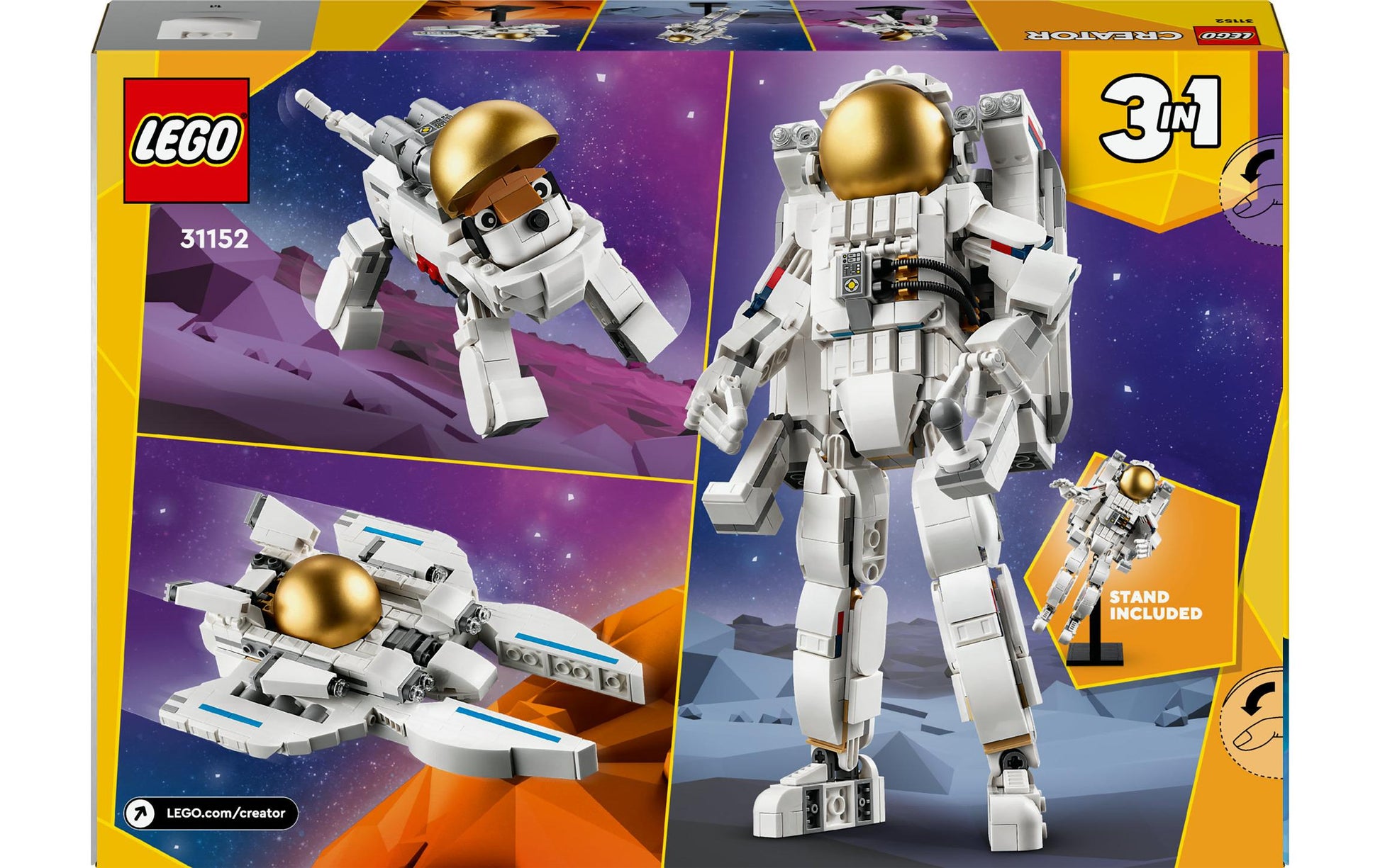 LEGO Creator 3in1 3D Puzzle Astronaut im Weltraum – 647-teilig – ab 9 J.