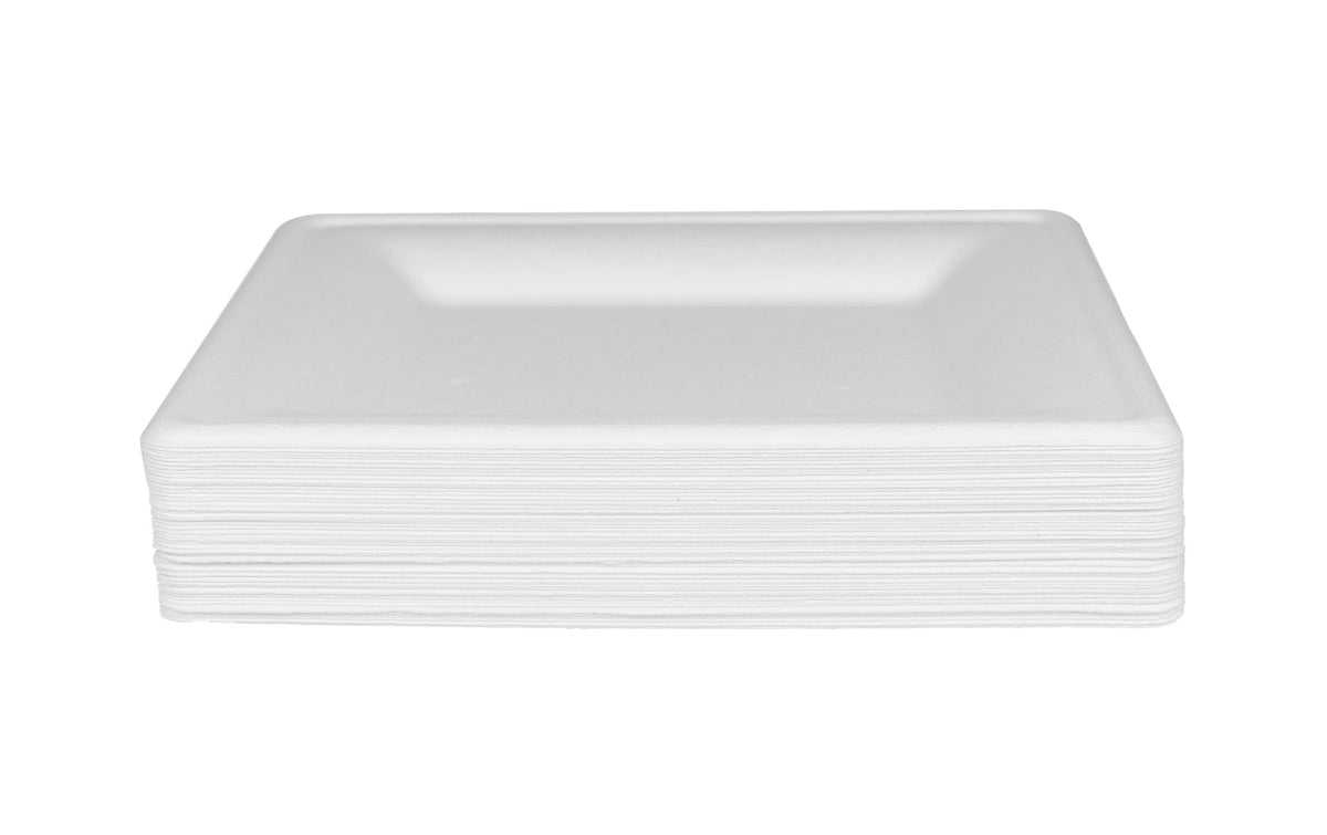 Furber. Furber Teller, Bagasse (Zuckerrohr), quadratisch – 26 × 26 cm – weiss – 50 Stk.
