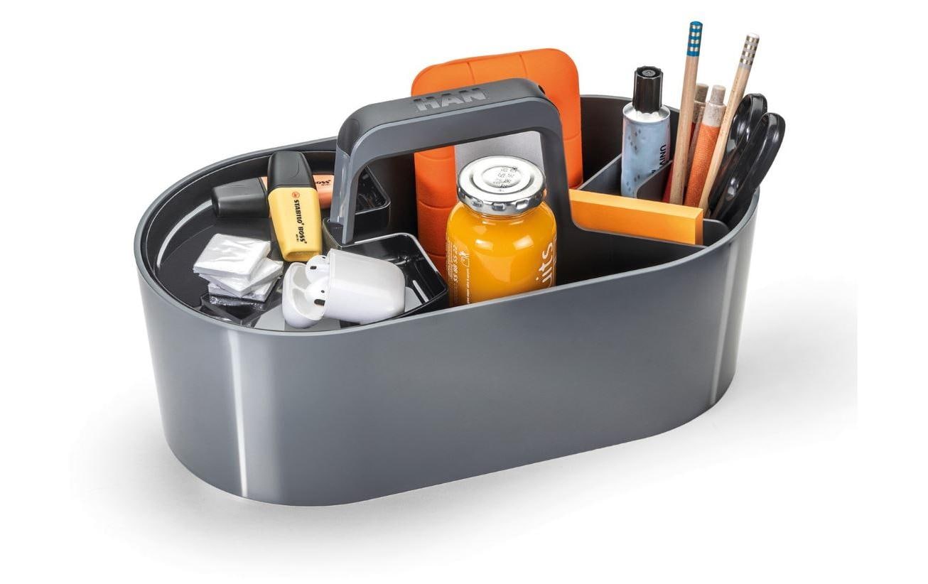 HAN Werkzeugkasten LOFT 1200-12 Aufbewahrungsbox – mit Trennelement, grau/transparent, ABS, B 340 × H 188 × T 187 mm