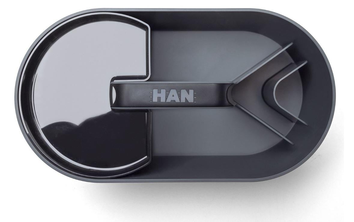 HAN Werkzeugkasten LOFT 1200-12 Aufbewahrungsbox – mit Trennelement, grau/transparent, ABS, B 340 × H 188 × T 187 mm