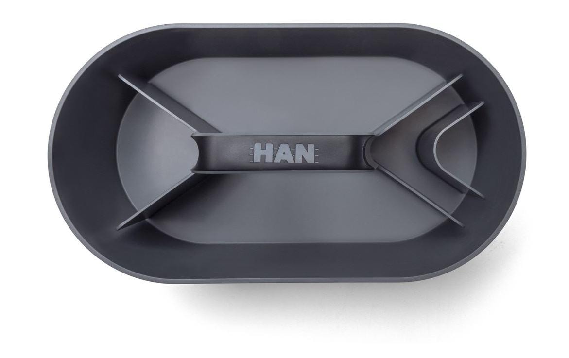 HAN Werkzeugkasten LOFT 1200-12 Aufbewahrungsbox – mit Trennelement, grau/transparent, ABS, B 340 × H 188 × T 187 mm