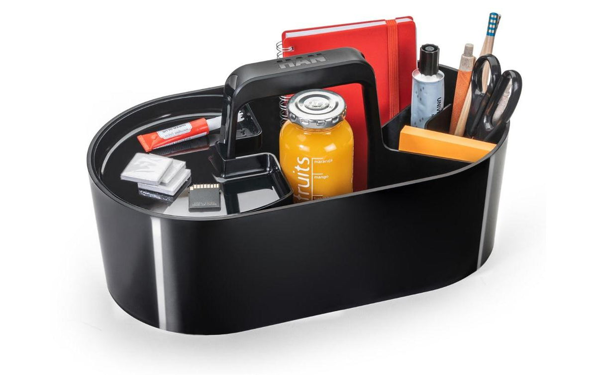 HAN Werkzeugkasten LOFT 1200-12 Aufbewahrungsbox – 4 Fächer, mit Trennwand, schwarz, ABS, B 340 × H 190 × T 190 mm
