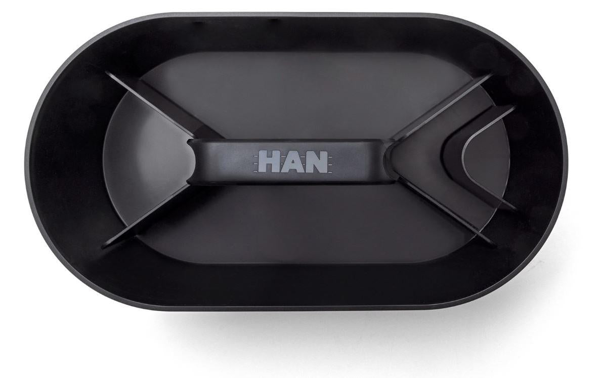 HAN Werkzeugkasten LOFT 1200-12 Aufbewahrungsbox – 4 Fächer, mit Trennwand, schwarz, ABS, B 340 × H 190 × T 190 mm