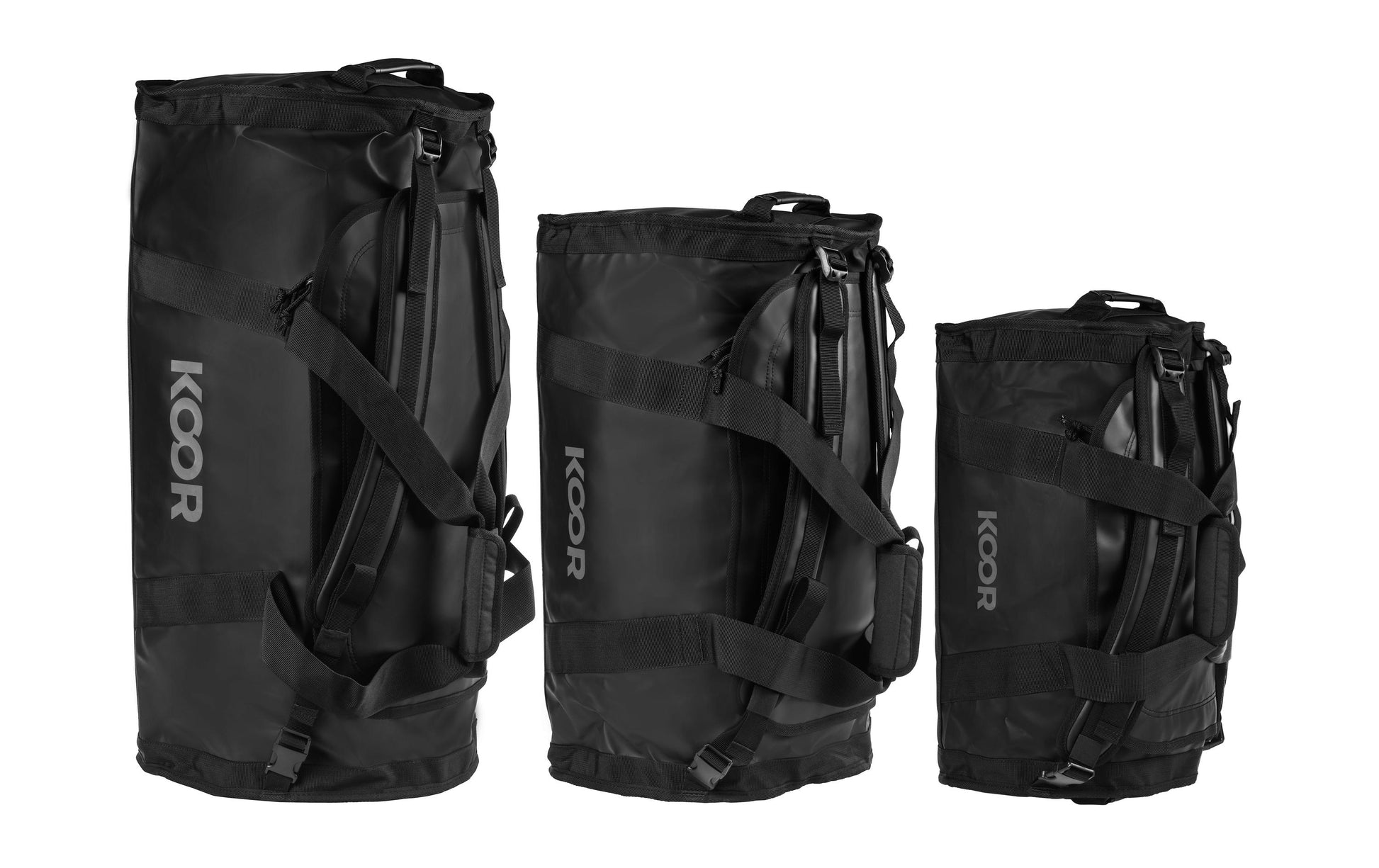 KOOR Sporttasche Sooma – 50 l, aus rPET, schwarz, 37 × 40,5 × 60,5 cm