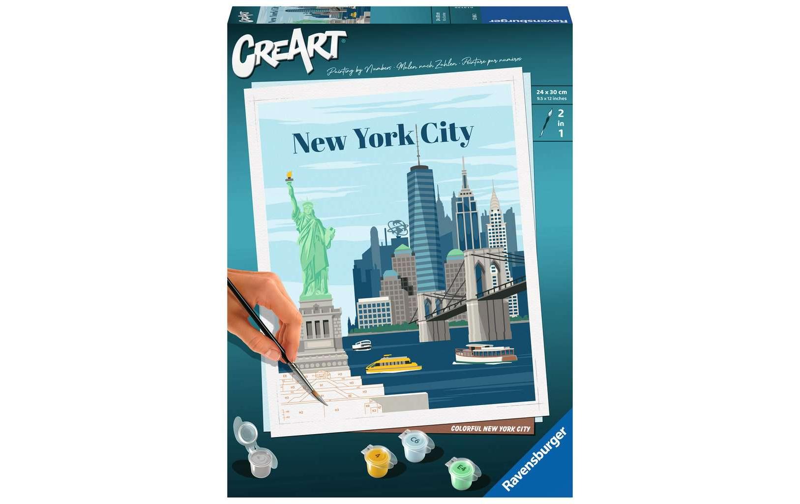 Ravensburger CreArt – Malen-nach-Zahlen-Set – Buntes New York – 30 × 24 cm – ab 12 Jahren