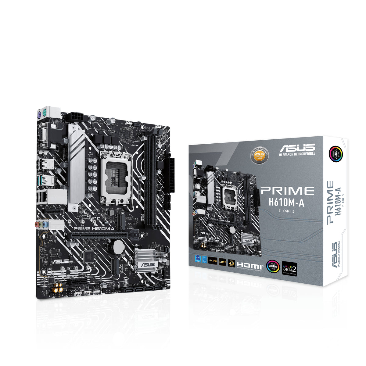ASUS PRIME H610M-A-CSM – Mainboard – LGA 1700, Intel H610, mATX, DDR5