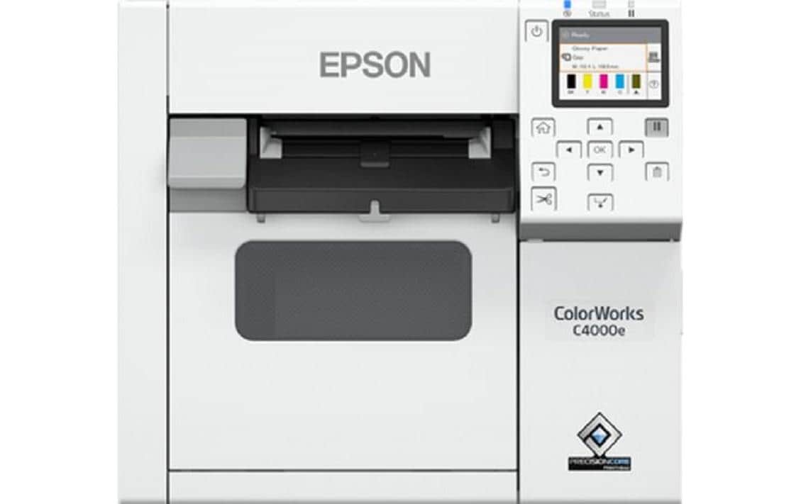 Epson CW-C4000e – Farb-Etikettendrucker (Tintenstrahl), 108 mm, 1'200×1200 dpi, 102 mm/s, USB