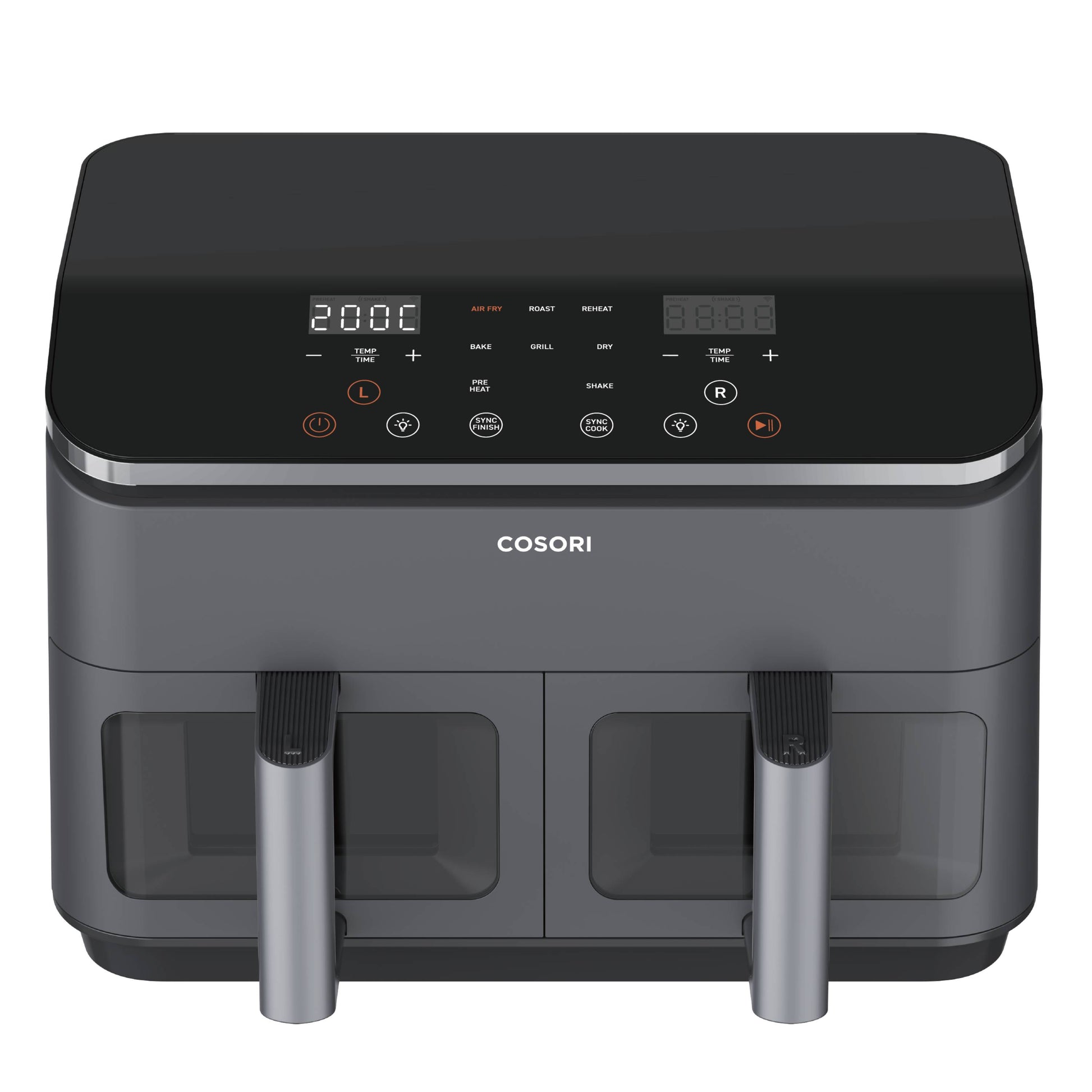 Cosori Heissluftfritteuse CAF-R901-AEU – 8,5 l, Doppel, 1750 W – Schwarz/Edelstahl