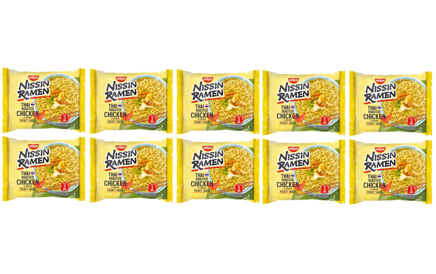 Nissin food Nissin Ramen Instantnudeln Thai Poulet – 10×65 g