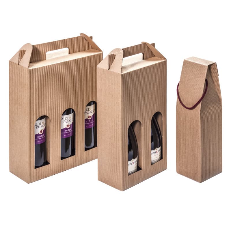 Brieger Weinpräsentkarton Braun – Innenmass 89 × 330 × 183 mm – für 2 Flaschen – 1 Stk.