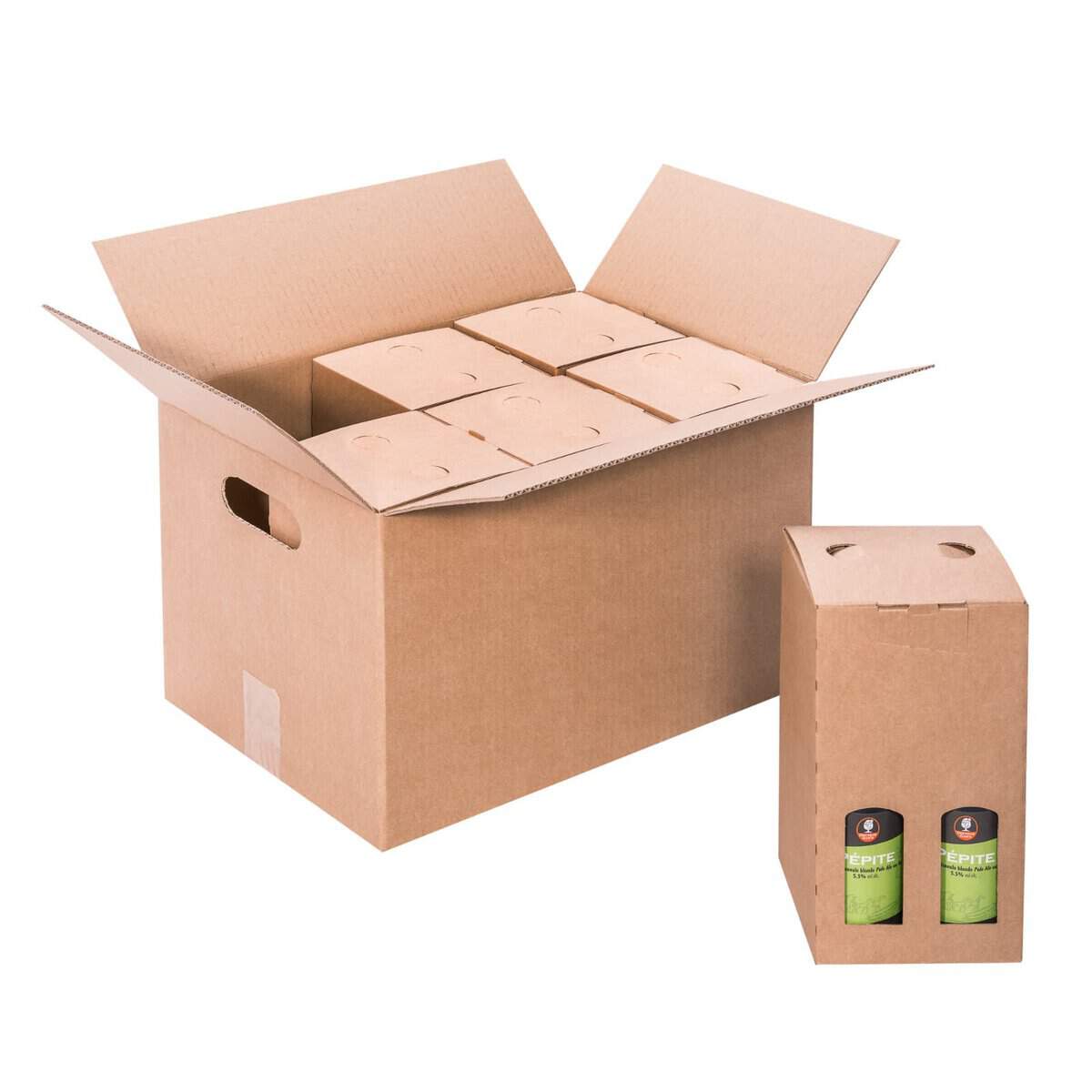 Brieger Trageverpackung – für 24 Flaschen – 365 × 244 × 233 mm, ohne Automatikboden, mit Traggriffen