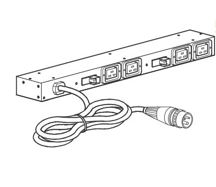 APC AP6032A PDU 7,7 kVA/7680 W – 0U/1U, einphasig – C19×4, Eingang IEC 60309 – 3,7 m Kabel – schwarz