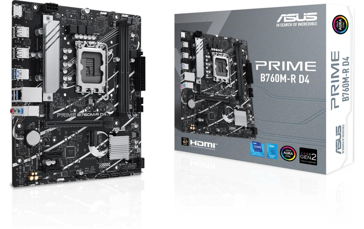 ASUS B760M-R D4 – Mainboard – LGA 1700, Intel B760, mATX, DDR4