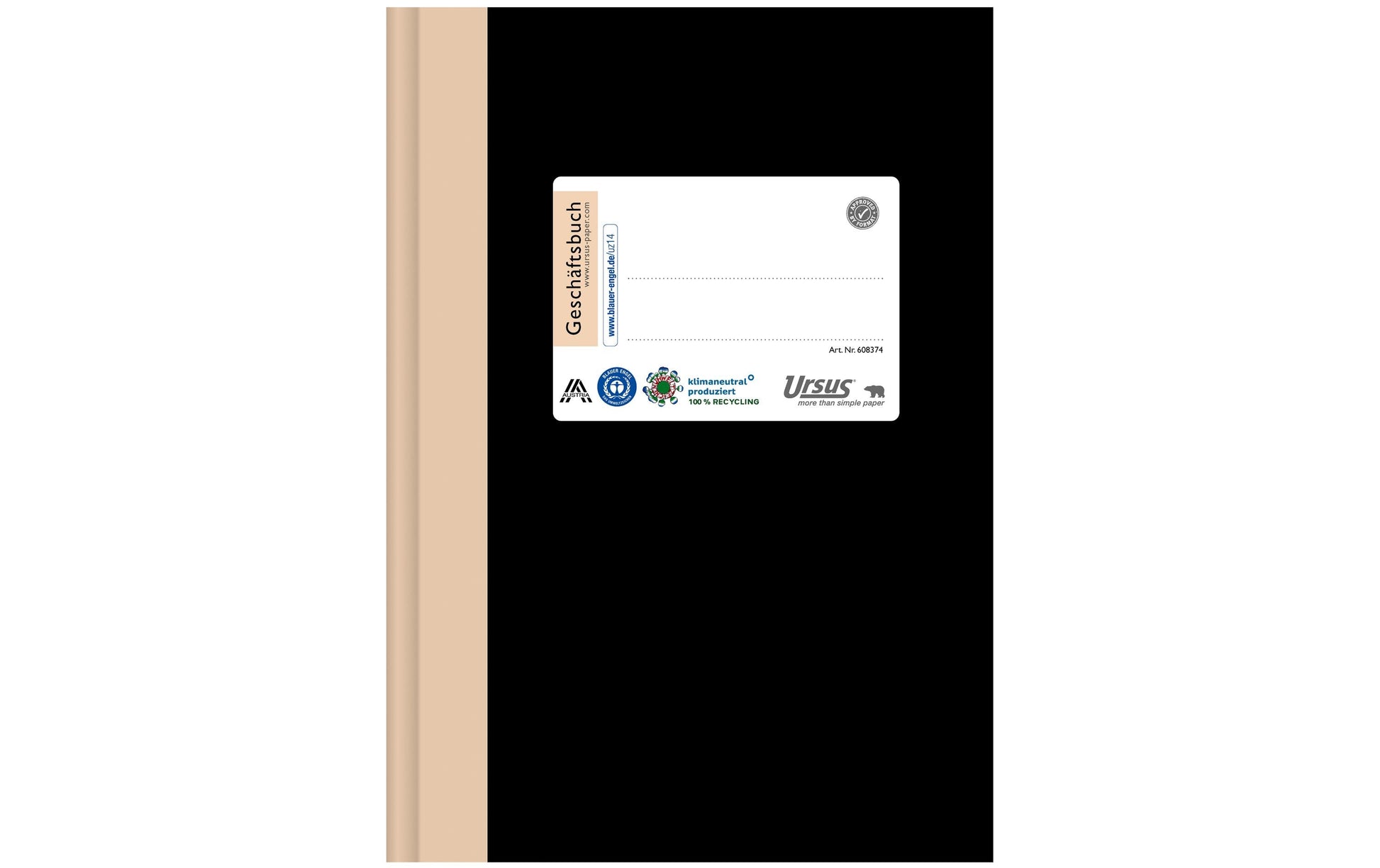Ursusgreen Schreibblock A5, liniert, Leimbindung, 96 Blatt, 80 g/m² – schwarz