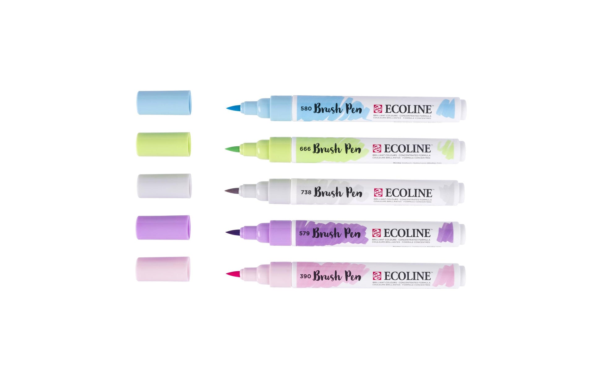 Talens Ecoline Brush Pen Pastell – Pinselspitze, wasservermalbar, 5 Farben