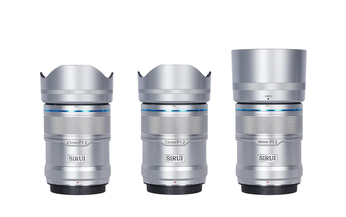 Sirui Sniper Objektivset – 23/33/56 mm f/1.2, APS-C, Autofokus – für Fujifilm X-Mount – Silber
