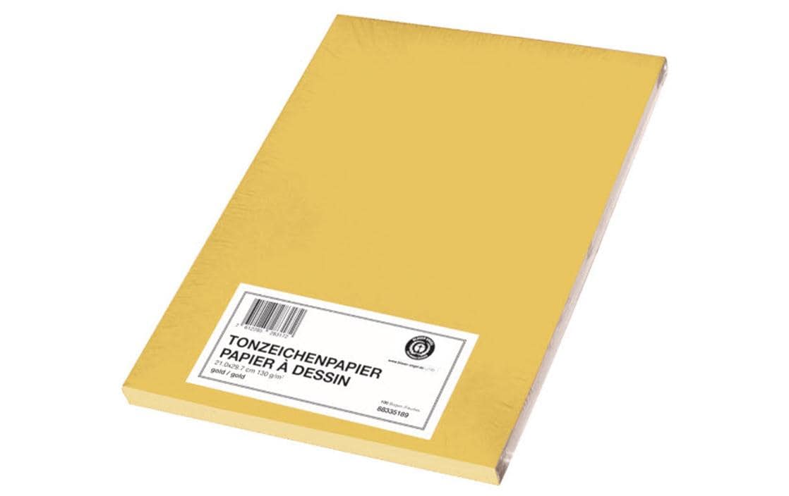Papyrus Tonzeichenpapier – A4, 130 g/m², Gold, Matt, 100 Blatt