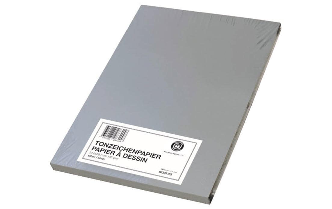 Papyrus Tonzeichenpapier – A4, 130 g/m², silber, matt, 100 Blatt