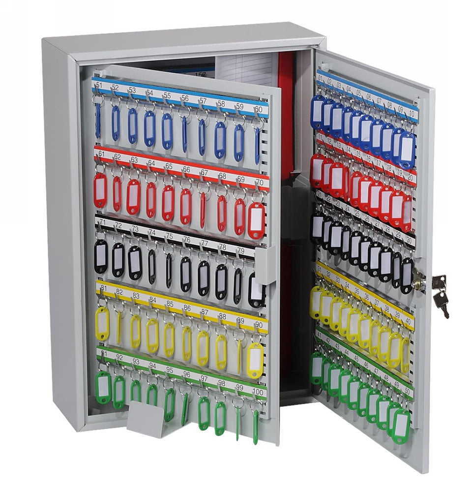 Phoenix Safe Co. KC0604K – Schlüsselschrank für 200 Schlüssel, Zylinderschloss, Grau, 380 × 140 × 550 mm
