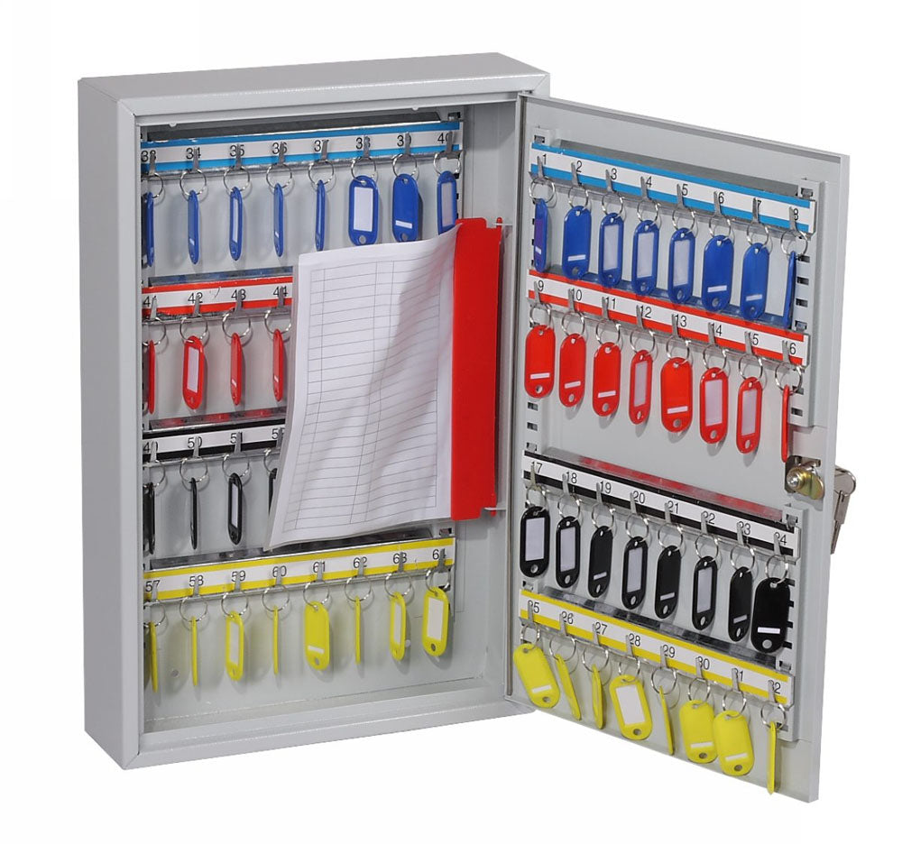 Phoenix Safe Co. Phoenix KC0602K – Schlüsselschrank, für 64 Schlüssel, Zylinderschloss, Grau, 300 × 80 × 450 mm