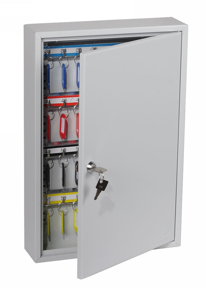 Phoenix Safe Co. Phoenix KC0602K – Schlüsselschrank, für 64 Schlüssel, Zylinderschloss, Grau, 300 × 80 × 450 mm