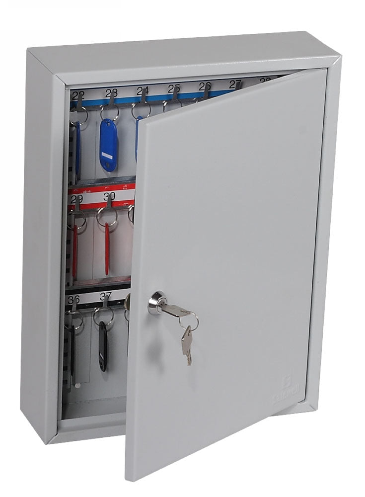 Phoenix Safe Co. KC0601K – Schlüsselkasten, für 42 Schlüssel, Zylinderschloss, Grau, 270 × 80 × 350 mm
