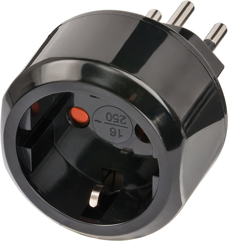 Brennenstuhl 1508642 Reiseadapter Schutzkontakt zu Typ J (CH) – 10 A / 250 V, Sicherung 10 A – für D/NL/A/L