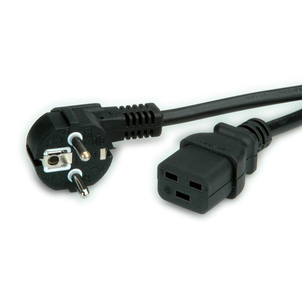 VALUE Netzkabel – Schuko (CEE 7/7)–IEC C19, 3 m, 250 V/16 A, schwarz