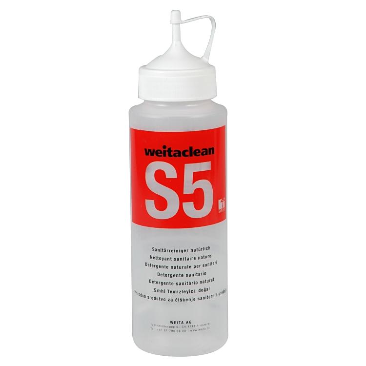 Weitaclean S5 Bad-/Kalkreiniger für Sanitärporzellan, Armaturen, säurefeste Fliesen – Flüssigkeit, Flasche – 5