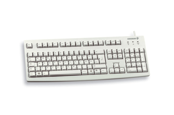 CHERRY G83-6105 – Tastatur, kabelgebunden (USB), UK-Layout (EN), Fullsize (mit Ziffernblock), mechanisch, grau
