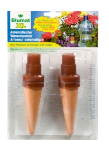 Blumat Flaschenadapter, braun, mit Tonkegel, für Flaschen 0,25–2,0 l, 2 Stk.