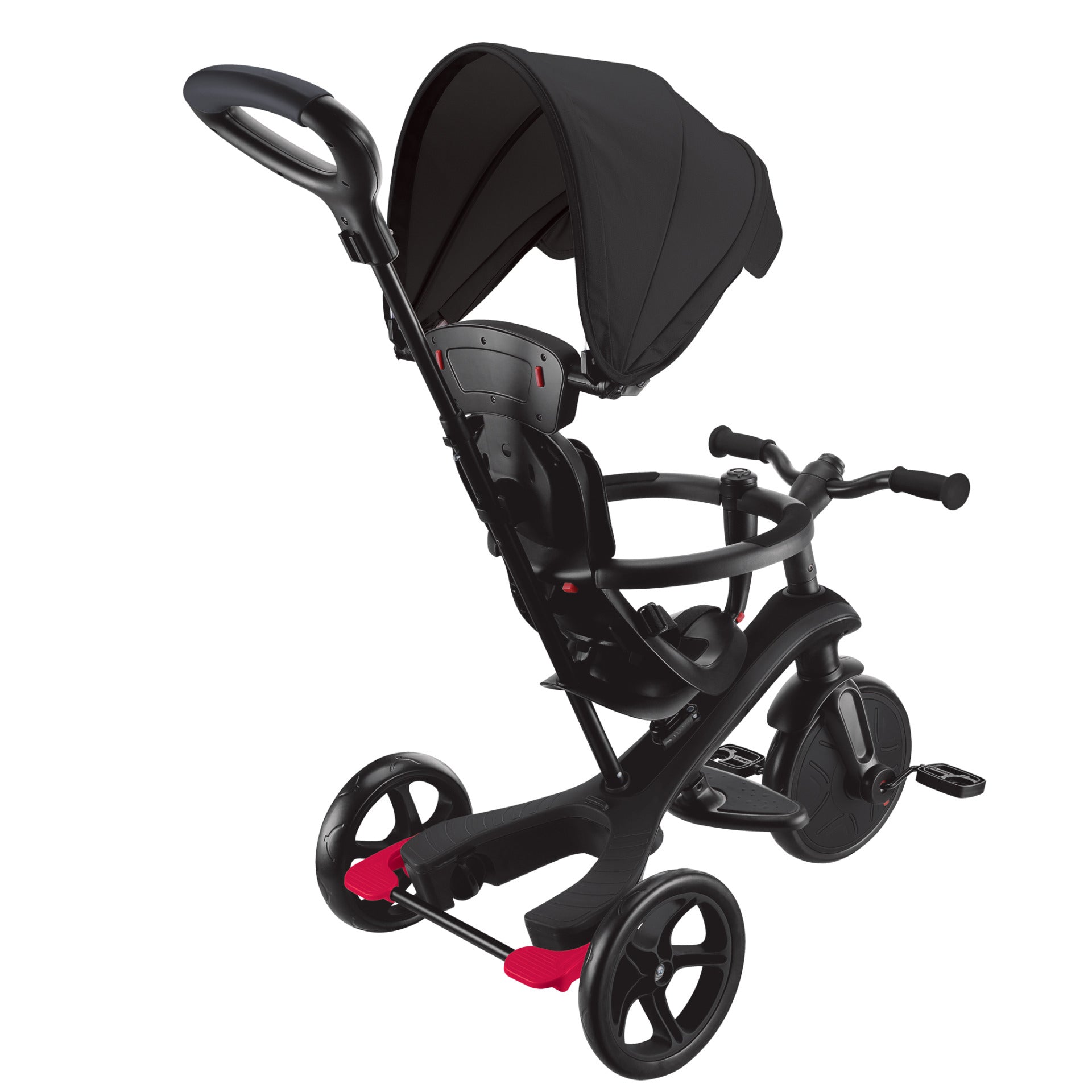 Globber Explorer 4-in-1 Dreirad – verstellbarer Sitz, Schiebestange, bis 20 kg – ab 10 Monaten – schwarz