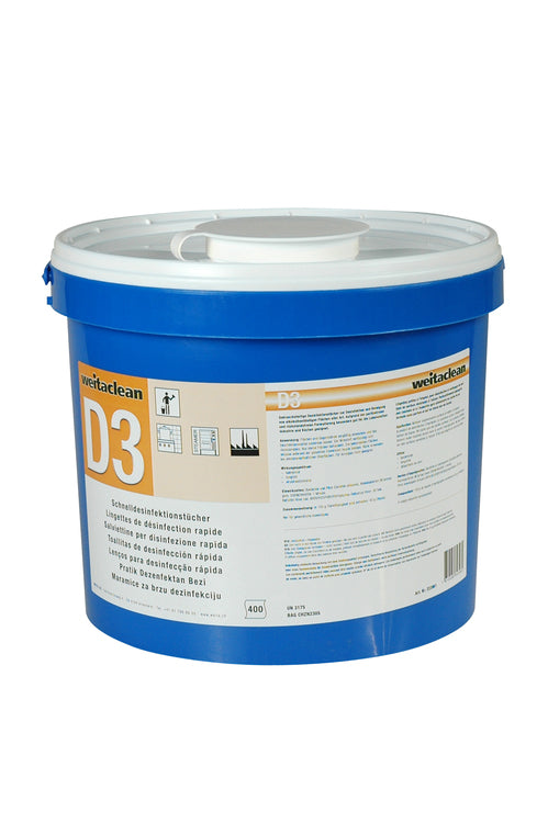Weitaclean D3 Schnelldesinfektionstücher Allzweckreiniger – parfümfrei, gebrauchsfertig – 12 l