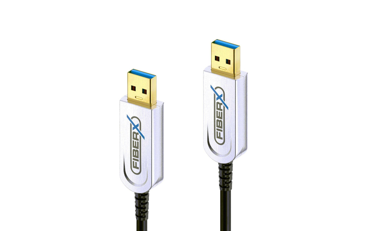 FiberX USB-Kabel – USB-A auf USB-A Kabel – USB 3.2 Gen 2 (10 Gbit/s) – 25 m – PD 4,5 W – Schwarz