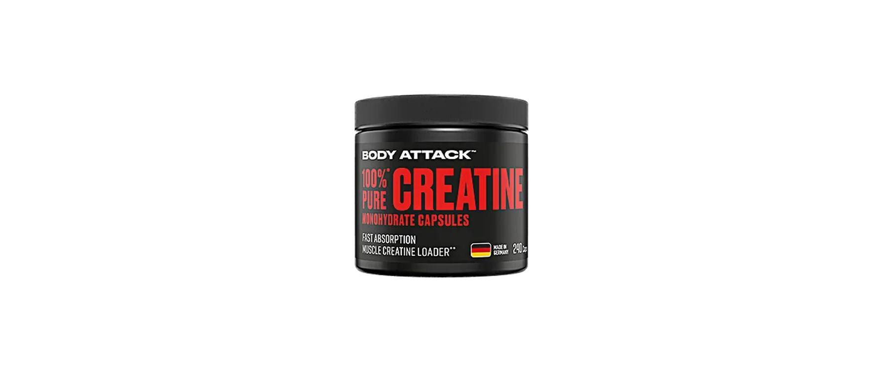 Body Attack Kreatin Kapseln Neutral – glutenfrei, laktosefrei – 240 Stück