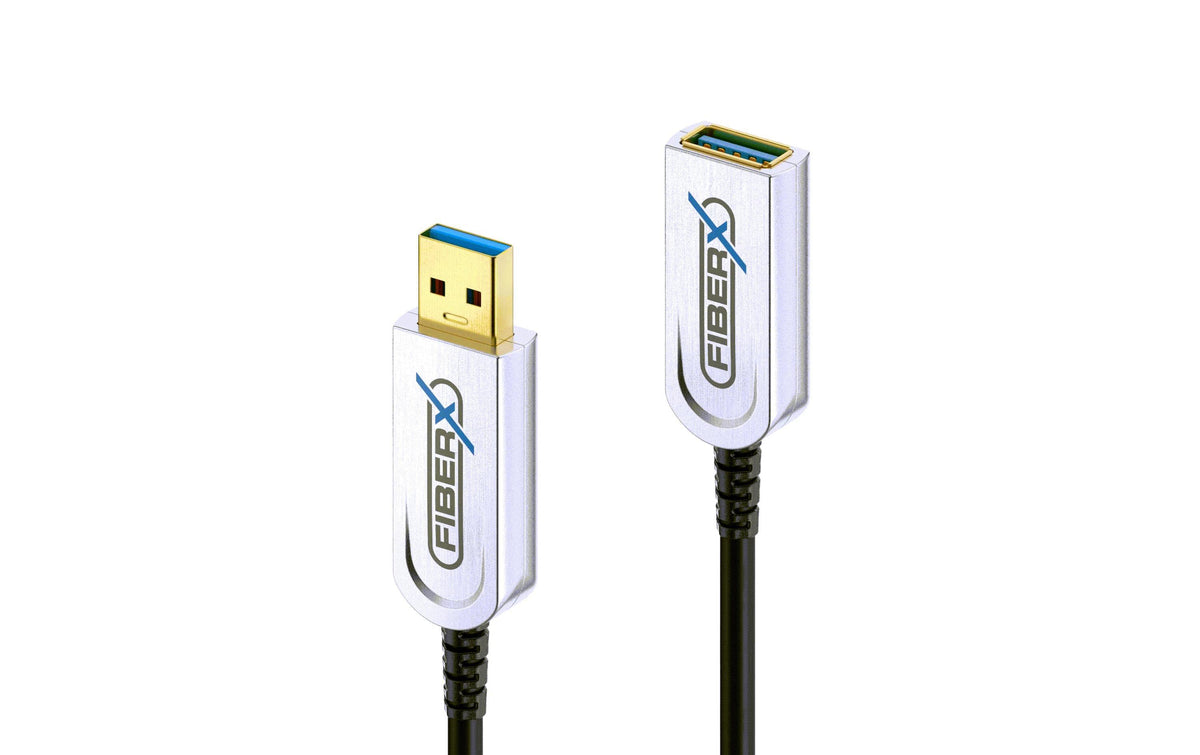 FiberX USB-A Verlängerungskabel (Stecker auf Buchse) – USB 3.2 Gen 2 (10 Gbit/s) – 25 m – Geflochten