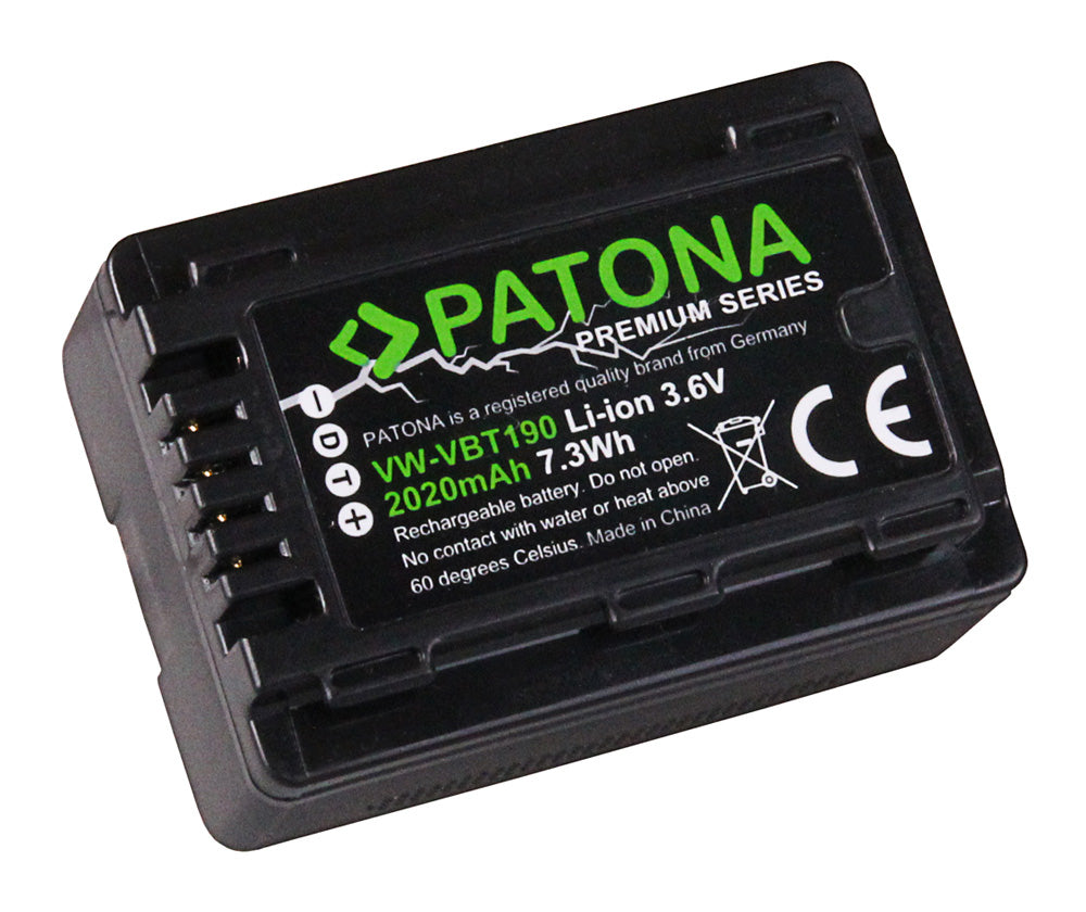 PATONA VBT190 Akku – 1900 mAh, 3,6 V Lithium-Ion (Li-Ion) – für Panasonic – Schwarz
