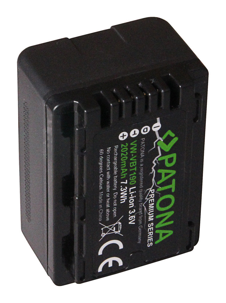 PATONA VBT190 Akku – 1900 mAh, 3,6 V Lithium-Ion (Li-Ion) – für Panasonic – Schwarz