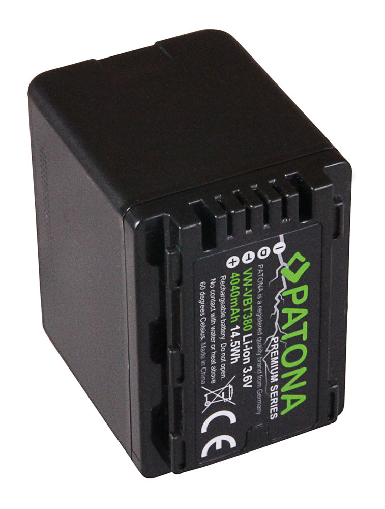 PATONA VBT380 Akku – 3,6 V, 3800 mAh – für Panasonic HC V110, V120, V160 und andere – Schwarz