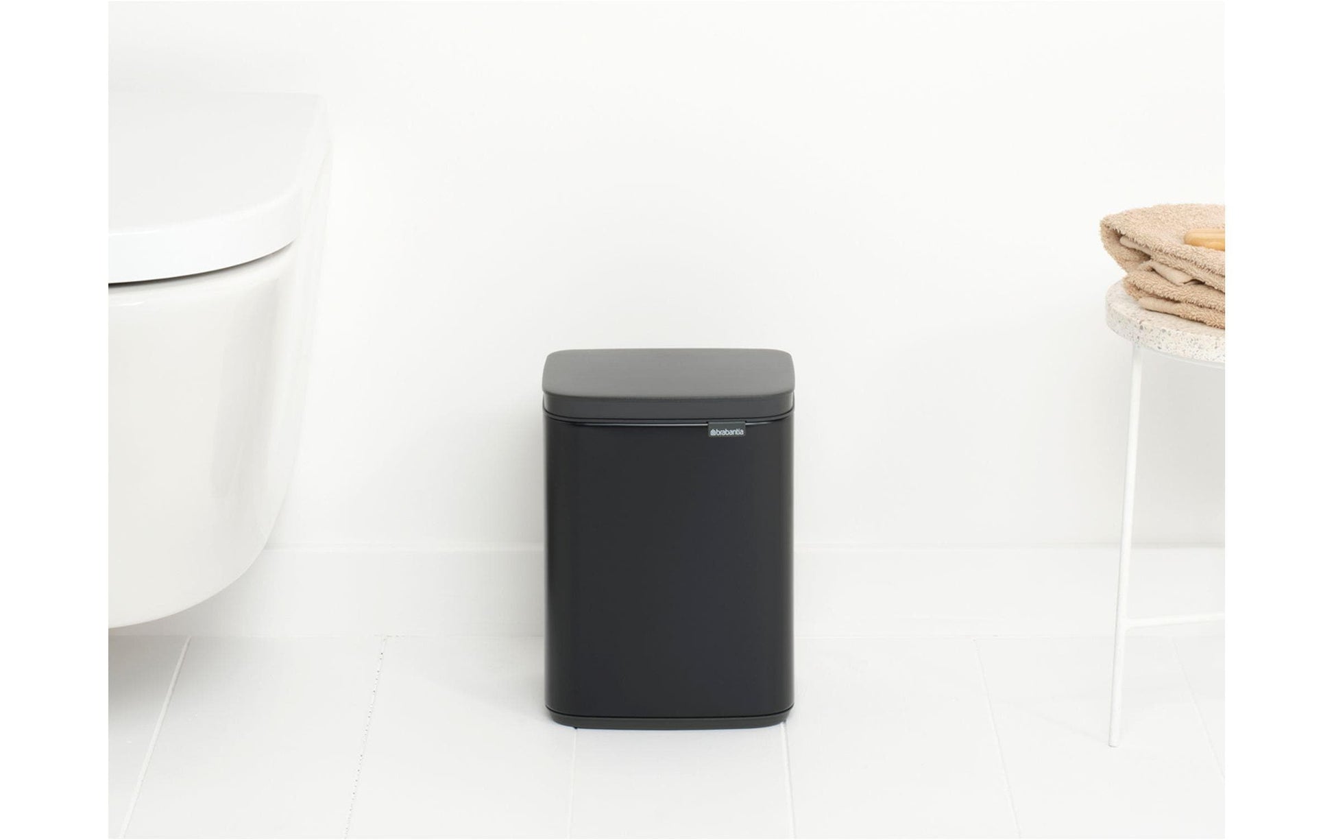 Brabantia Kosmetikeimer Bo – 4 l – Stahl, rechteckig – schwarz matt – Soft-Close