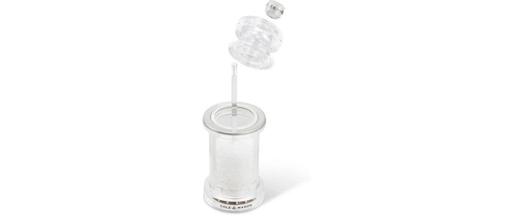 Cole & Mason Salz-/Pfeffermühle 14,4 cm, Acryl/Edelstahl, Keramikmahlwerk, transparent