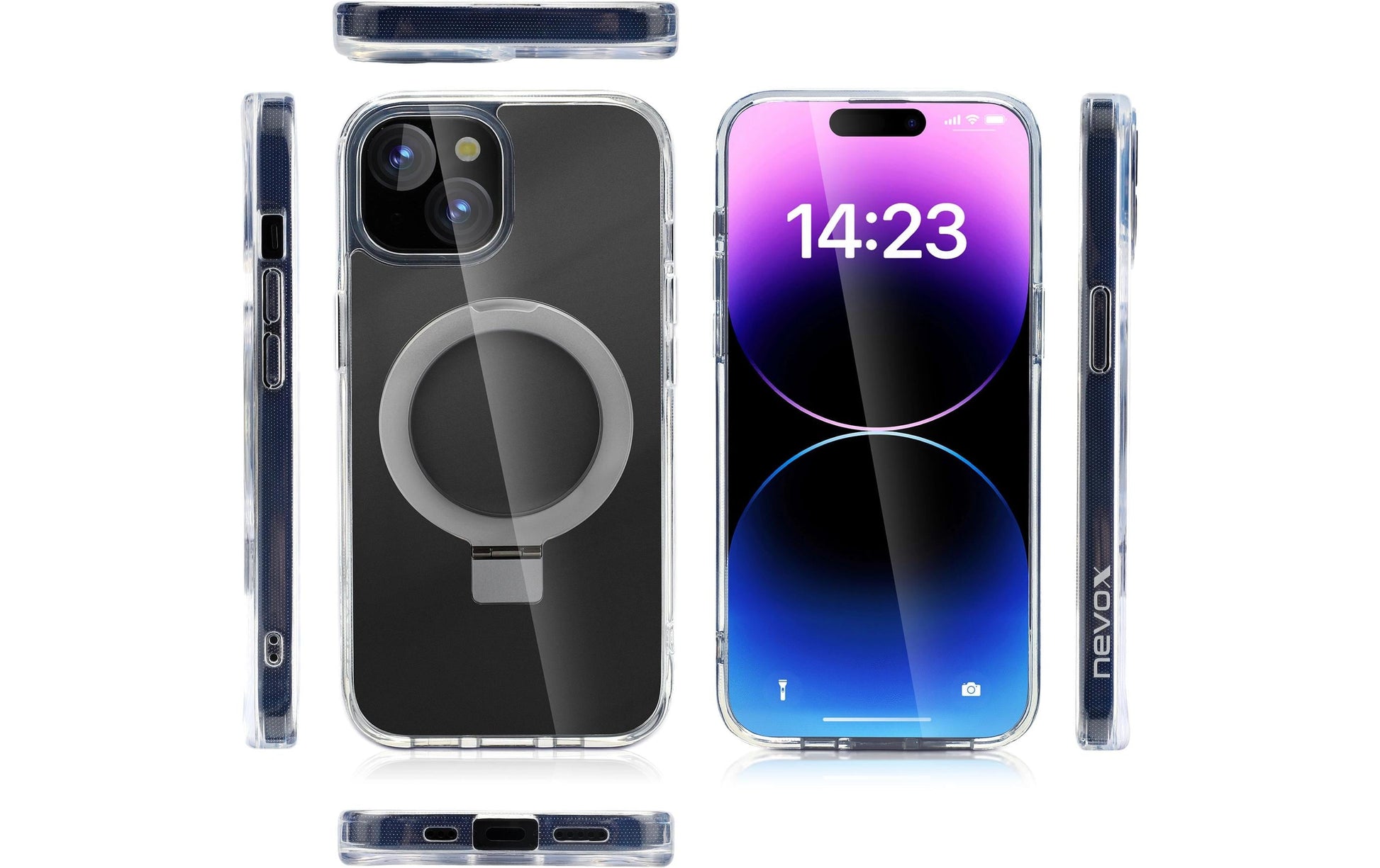 nevox StyleShell SHOCKFlex Backcover – für Apple iPhone 15 Plus, MagSafe, PC+TPU, Transparent